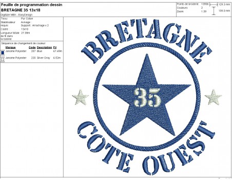 machine embroidery design department 35 of Bretagne