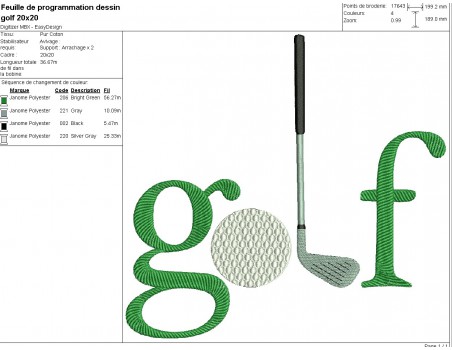 machine  Embroidery design golf