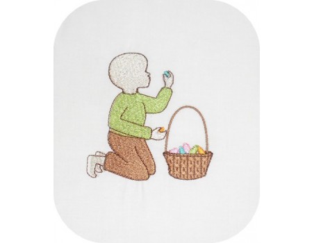 Instant download machine embroidery  silhouette little boy easter