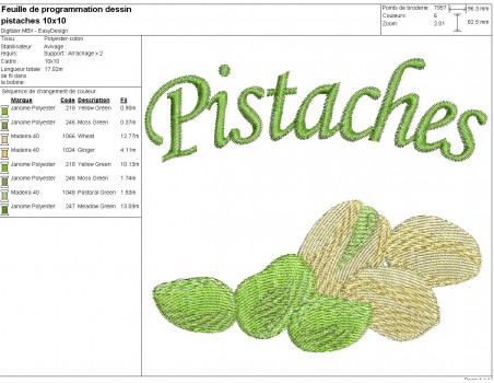 machine embroidery design pistachios