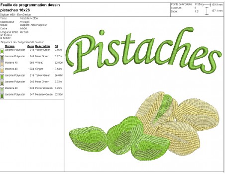 machine embroidery design pistachios