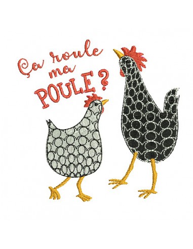 Motif de broderie machine roule ma poule