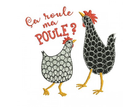 Motif de broderie machine roule ma poule