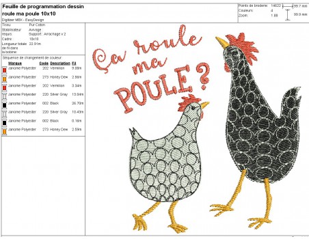 machine embroidery design Hens