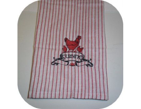 Motif de broderie machine enseigne cuisine poules
