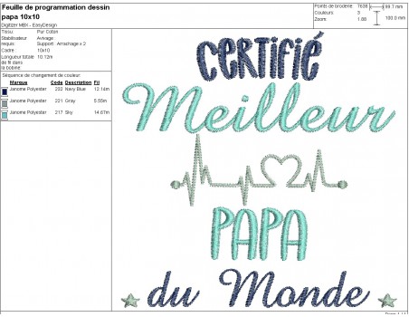 Motif de broderie  machine meilleur Papa du monde