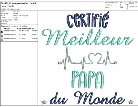 Motif de broderie  machine meilleur Papa du monde