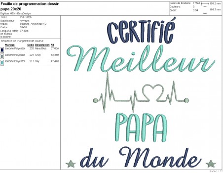 Motif de broderie  machine meilleur Papa du monde