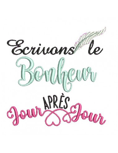 Motif de broderie  machine texte bonheur