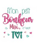 Motif de broderie  machine texte bonheur