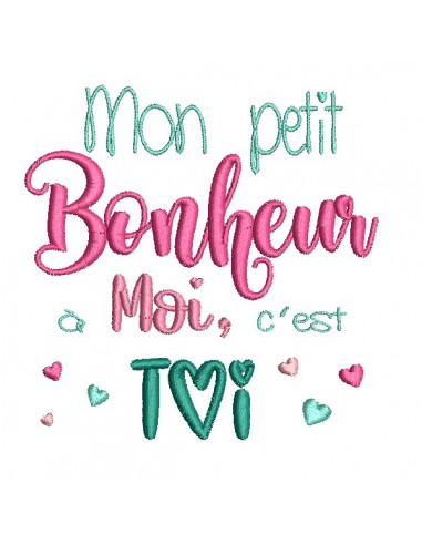 Motif de broderie  machine texte petit bonheur