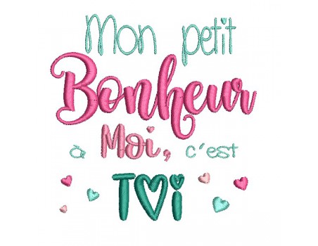 Motif de broderie  machine texte petit bonheur