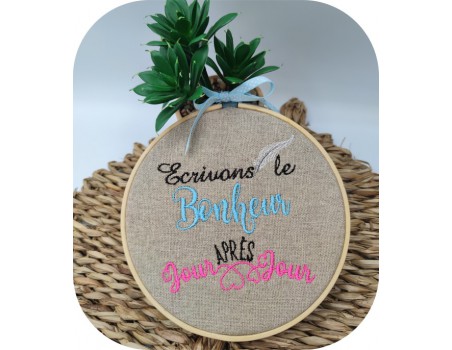 machine  Embroidery design let's write happiness