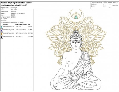 machine embroidery design redwork buddha mandala