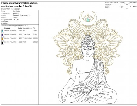 machine embroidery design redwork buddha mandala