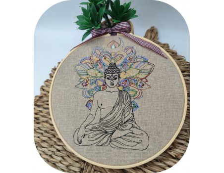 Motif de broderie  bouddha mandala redwork