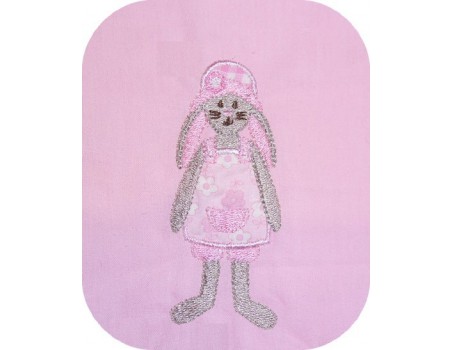 Instant download machine embroidery  rabbit girl