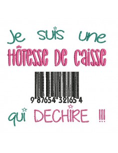 Motif de broderie  machine hôtesse de caisse qui déchire