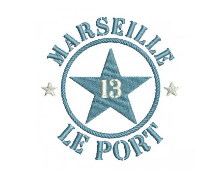 Motif de broderie  machine  étoile département 13 Marseille