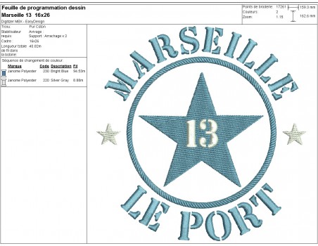 machine embroidery design department 13  of Marseille