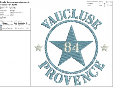 machine embroidery design department 84 of Vaucluse