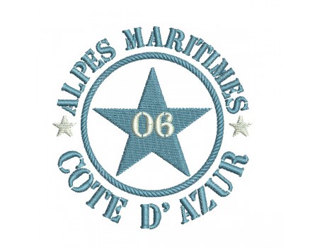 Motif de broderie  machine  étoile département 06 Alpes Maritimes