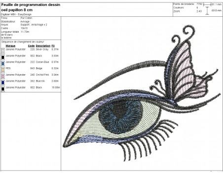 machine embroidery design butterfly eye