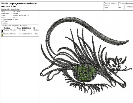 machine embroidery design cat eye