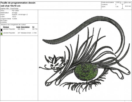 machine embroidery design cat eye