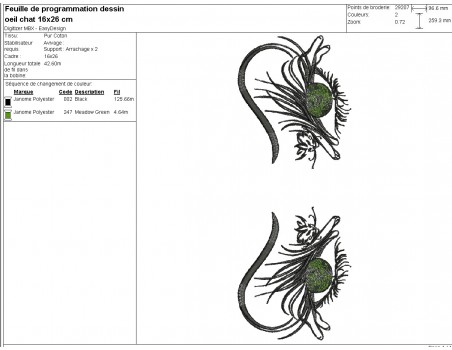 machine embroidery design cat eye