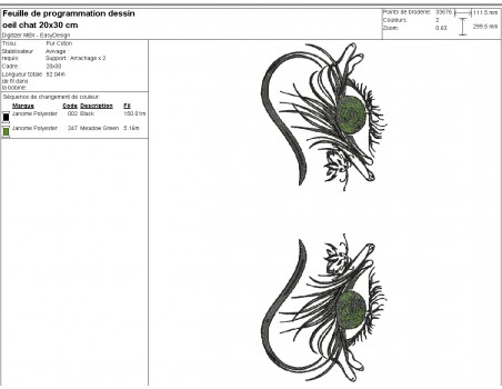 machine embroidery design cat eye