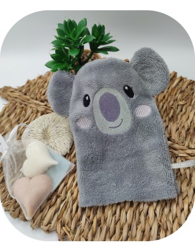 machine embroidery design koala washcloth ITH