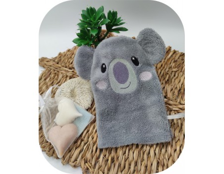 machine embroidery design koala washcloth ITH