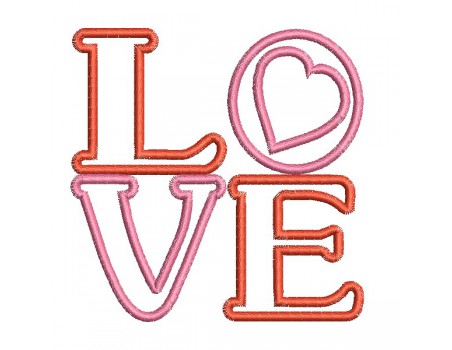 machine embroidery design applique LOVE