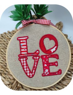 machine embroidery design applique LOVE