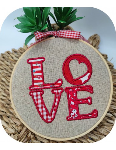 machine embroidery design applique LOVE