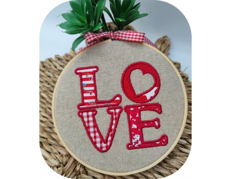machine embroidery design applique LOVE