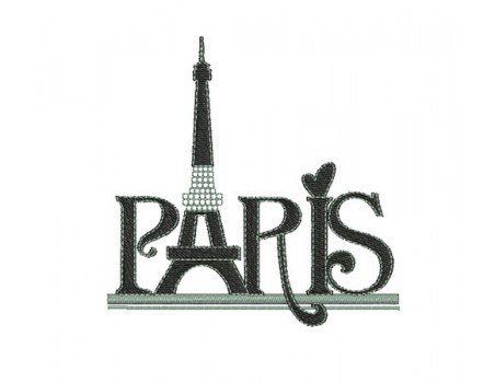 Motif de broderie machine Paris tour eiffel strass