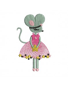 Motif de broderie machine souris  danseuse étoile