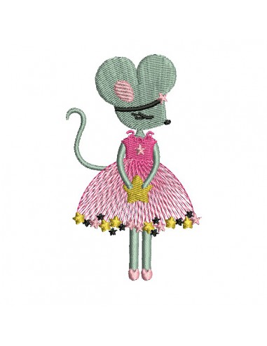 Motif de broderie machine souris  danseuse étoile