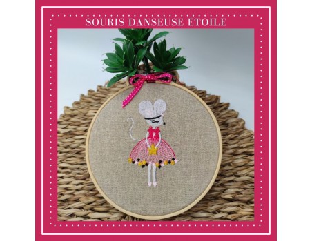 Motif de broderie machine souris  danseuse étoile