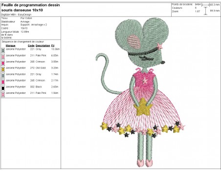 machine embroidery  design ballerina mouse