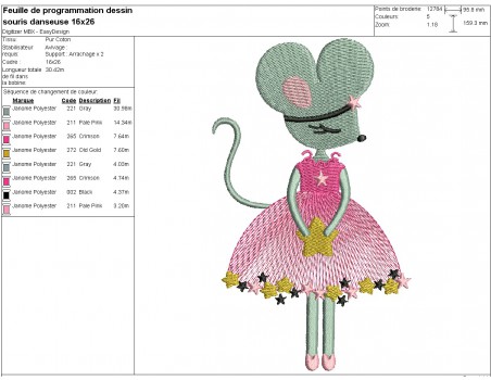 machine embroidery  design ballerina mouse