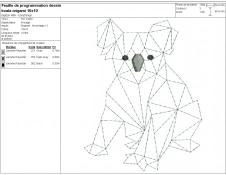 machine embroidery design geometric koala