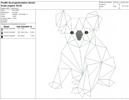 machine embroidery design geometric koala