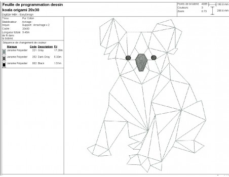 machine embroidery design geometric koala