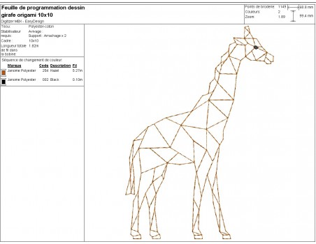 machine embroidery design geometric giraffe