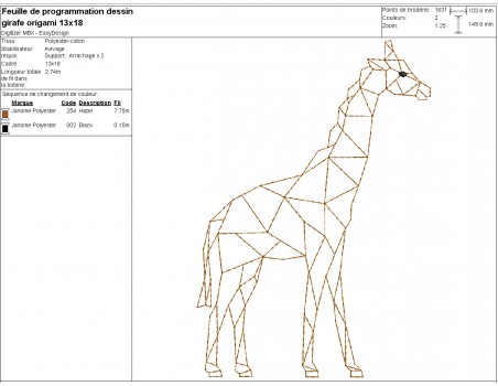 machine embroidery design geometric giraffe