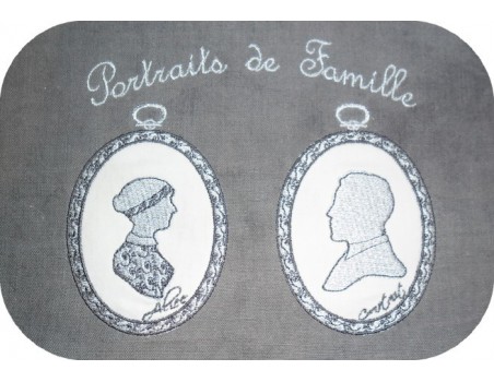 Motif de broderie machine camée homme rétro