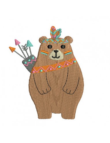 machine embroidery design indian bear